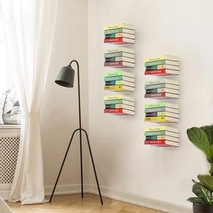 Invisible Floating Bookshelves, Heavy-Duty Book Organizers, White 4-Pack Large
